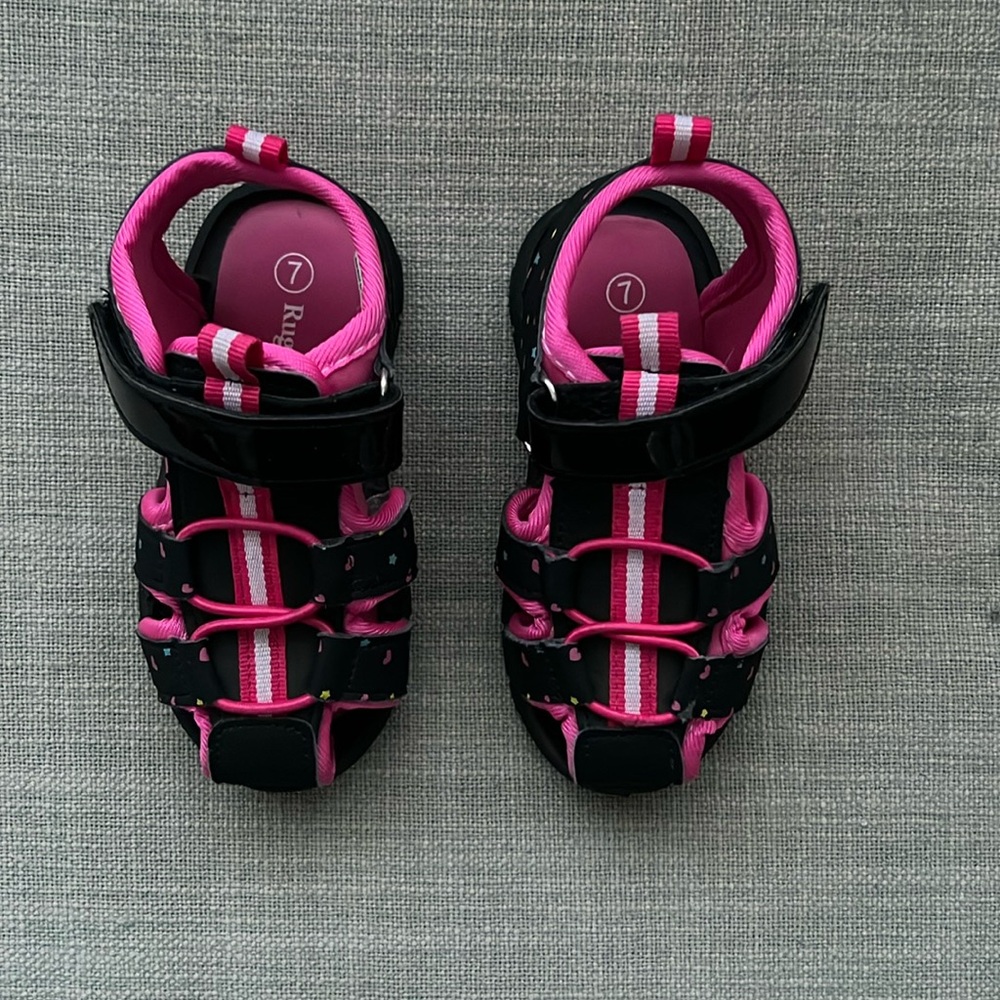 NWOT black and pink cage sandals